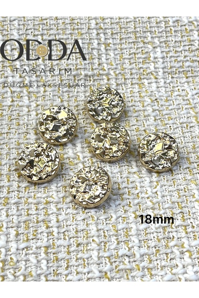 ODDA TASARIM ATÖLYESİ 18 MM GOLD DOGA KAYA DESEN DETAYLI 6li DUGME SET