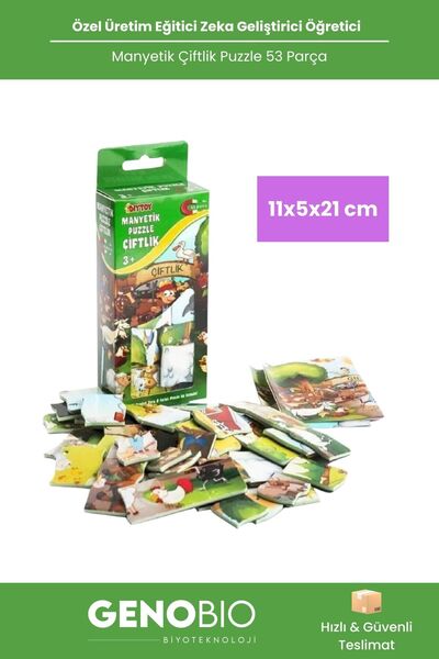 GenoBio #ÇocukPuzzle Manyetik Çiftlik 53 Parça Eğitici Zeka Geliştirici Öğret...
