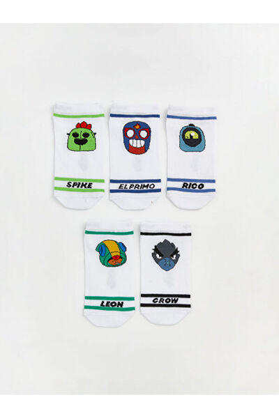 LC Waikiki Rmz Gi̇yi̇m Farkiyla Brawl Stars Printed Boys' Booties Socks 5-Pack
