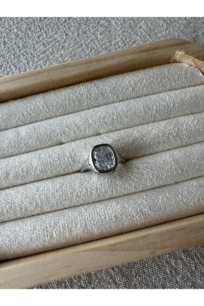 ringbox Special Series - Silver Color Square Cut Ring