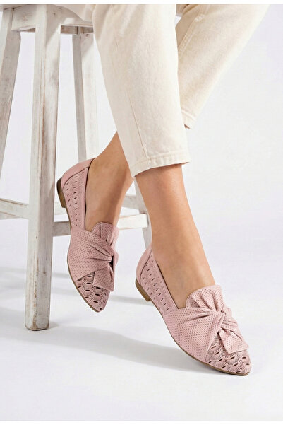 Dasha Balerini dama roz din piele naturala perforata