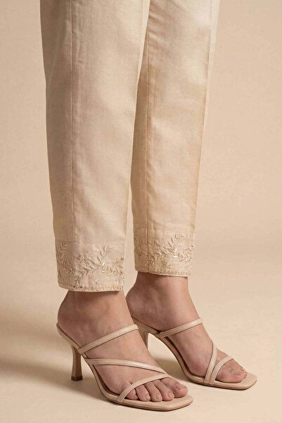Nishat Linen Embroidered Trousers - PE 26-648