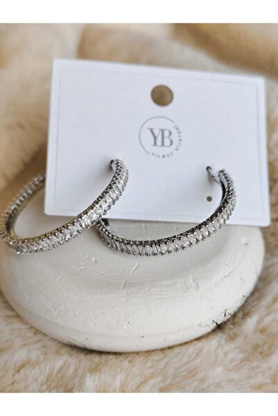 Tuel Zirkon Taşlı Halka Küpe Gold & Silver Renk Seçenekli Küçük Orta Büyük Bo...