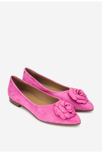 Dasha Balerini dama NUR din piele intoarsa roz cu floare