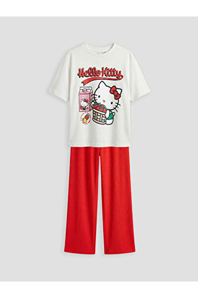 LC Waikiki RMZ GİYİM FARKIYA Tricou și pantaloni pentru fete cu imprimeu Hell...