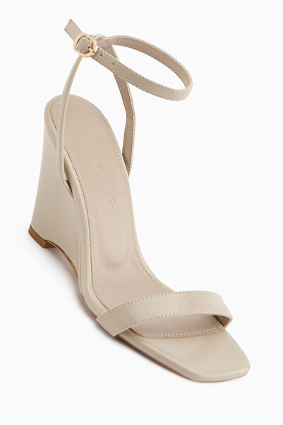 Limoya Novah Beige Ankle Strap Women's Wedge Heeled Sandals