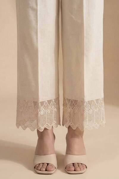Nishat Linen Embroidered Trousers - PE 26-649