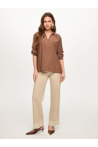 Faik Sönmez Yarım Patlı Kendinden Dokulu Viskonlu Bluz S26BLZ030