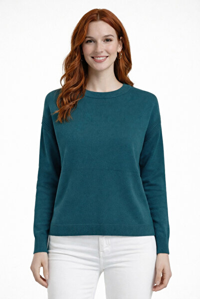 Neden Tekstil Petrol Blue Crew Neck Basic Sweater