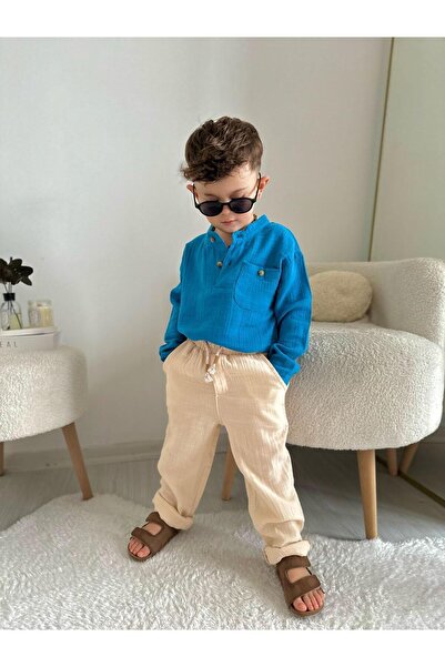 Joui Co Boy's Muslin Set Comfortable Shirt and Pants Set Trendy Design Season...