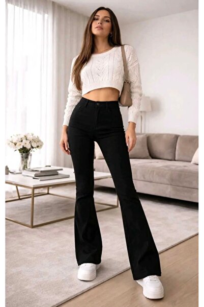 Shield Life Spanish Black Women's Pants High Waist Casual Flare Office & Casu...