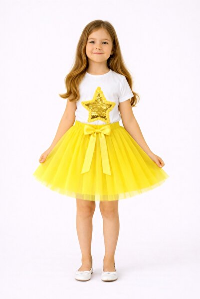 Nacar Kız Çocuk 23 Nisan 29 Ekim Yıldız Tshirt ve Tütü Etek İkili Takım - 23 ...