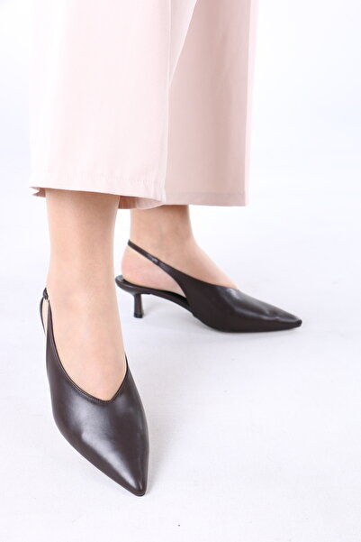 lolyvibe Kadın Sivri Burun Sırtı Açık Orta Topuklu Ayakkabı – Şık ve Klasik T...