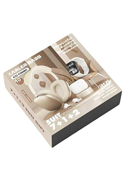 Epilons Karler Bass K32 Kombo 7 Adet Kordon Akıllı Saat Kulaklık Kafa Üstü Ka...