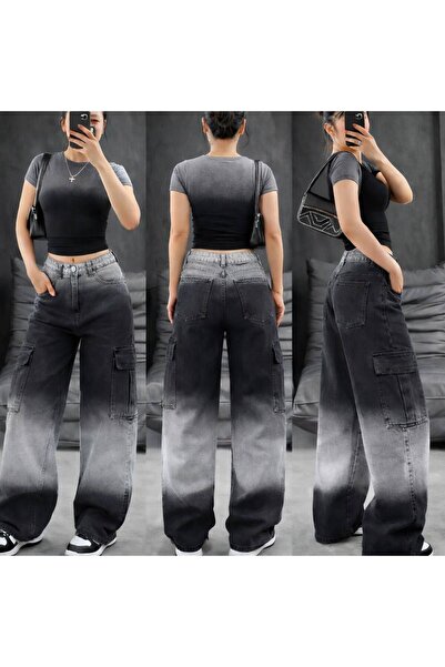 deniva Wide Leg Oversize Cargo Pocket Baggy Jeans