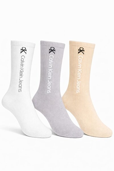 Calvin Klein CKJ Women's Sneaker 3'li pamuklu comfort taban çorap