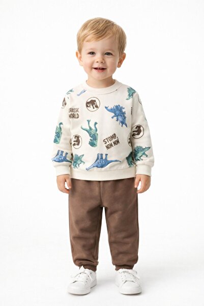 BAGLAN Boy's Front Printed Sweatshirt and Sweatpants Set Bgl-St05256