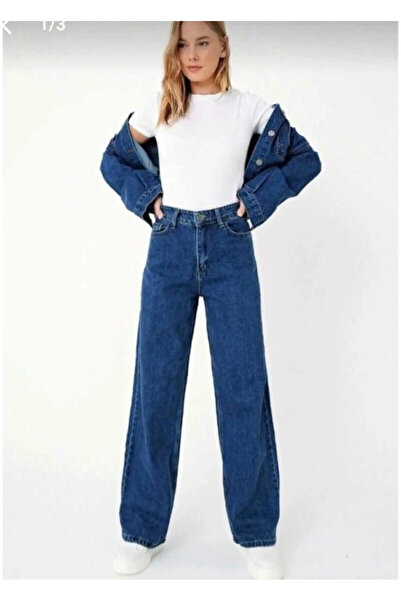 deniva Trend Y2K Navy Blue Palazzo Jean