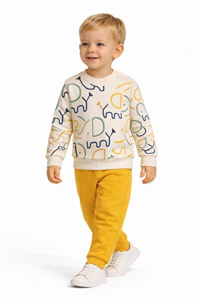 BAGLAN Boy's Front Printed Sweatshirt and Sweatpants Set Bgl-St05254