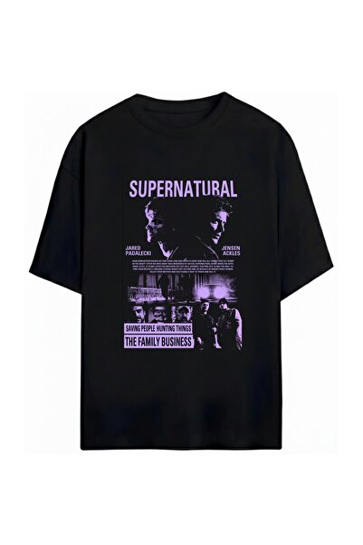 SVART WEAR Supernatural Baskılı Unisex Oversize %100 Pamuklu T-Shirt