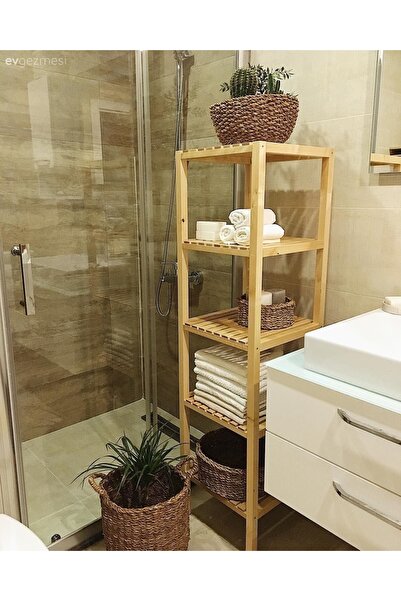 ArdaMarket 5 raflı ahşap banyo rafı , mutfak rafı 35 x 35 x120