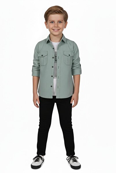 BAGLAN Boy's Pants, Shirt, T-Shirt 3-Piece Set Bgl-St05260