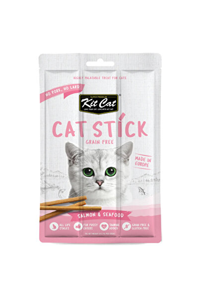 Kit Cat أعواد للقطط - سمك السلمون والمأكولات البحرية، 15 غرام، عبوة من 6 قطع