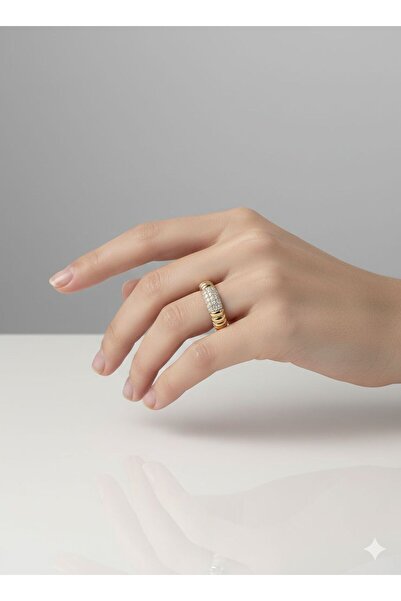 XUPING JEWELRY Zirkon Taşlı 14K Kuyumcu Model Çelik Yüzük