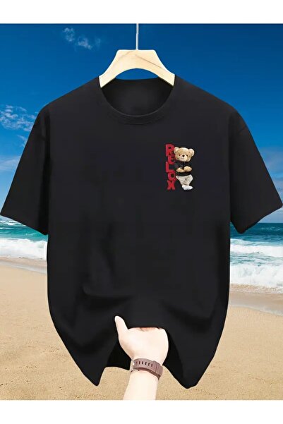 PARUNIV Men's Bear Relax T-shirt, casual style, round collar, suitable for a ...