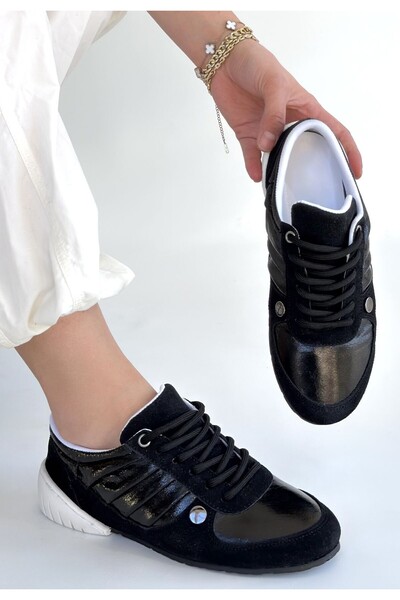 Lisinya Jawen Black Nubuck Sports Shoes - Tygoo