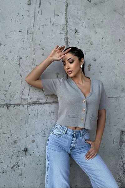 Auroveen V-Neck Short-Sleeved Buttoned Knitwear Cardigan Av2020