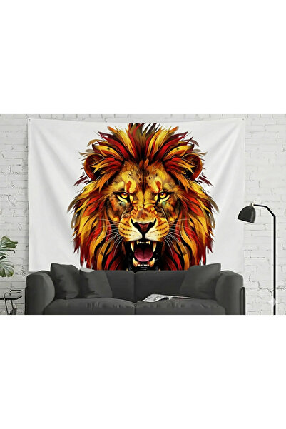 by EKTIREN غطاء جداري بتصميم الأسد الأصفر والأحمر من سبيريت تريبون، سجادة زخر...
