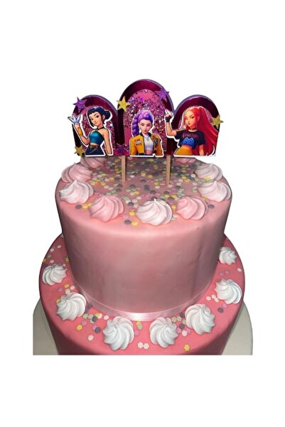 DecoParty 3D Cake Topper, K-Pop Girls, with Transparent Gem and Colored Glitter