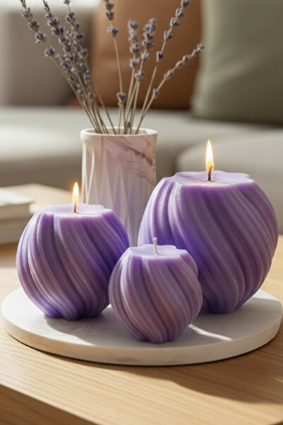 Natura Home Decor Lavanta Kokulu Aura Spiral Mum Seti - 3’lü Dekoratif Burgu ...