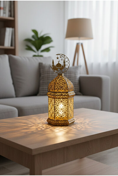 BRNTECH İslami Desenli Ramazan Feneri – Pilli LED Mumlu 3D Baskı PLA Dekor