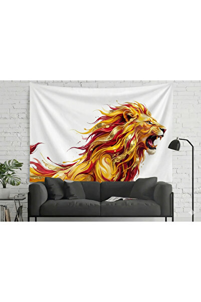 by EKTIREN Tapiserie decorativă de perete cu model de leu galben și roșu, tap...