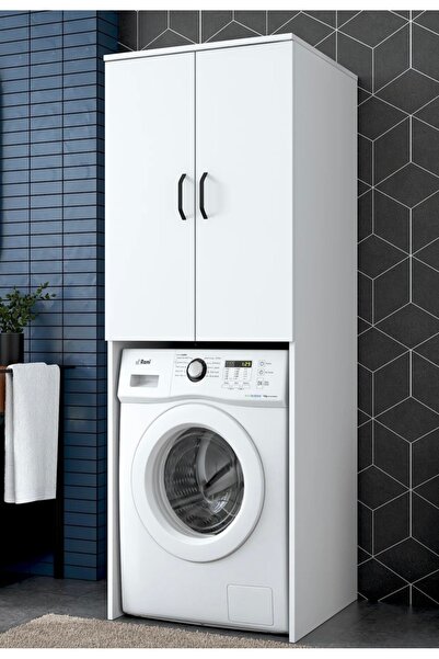 Salerno Akıllı Ev Mobilyaları SALERNO13 Çamaşır makinesi Dolabı 2 kapaklı 2 r...