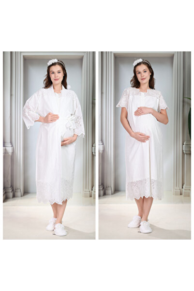 Lohussa New Season Ecru Fisto Linen Special Design Summer 100% Cotton Materni...