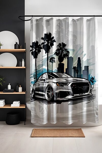 EVPANYA Perdeau de baie, perdea de duș cu model Street Legend, perdea pentru ...