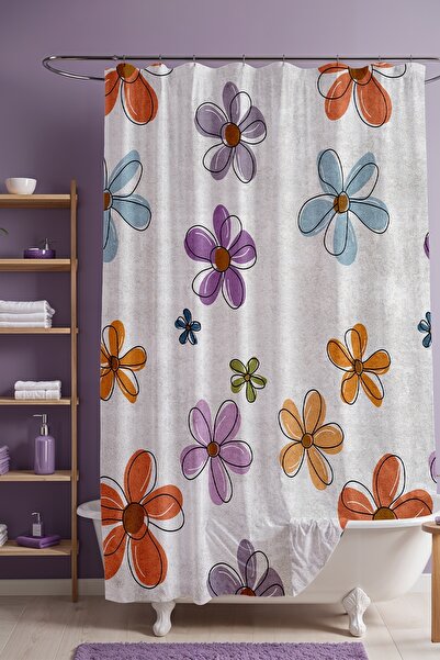 EVPANYA Perdeau de baie, perdea de duș cu model retro de primăvară, perdea pe...