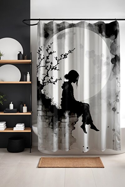 EVPANYA ستارة حمام، ستارة دش بنمط الوحدة تحت ضوء القمر، ستارة حوض الاستحمام 1...