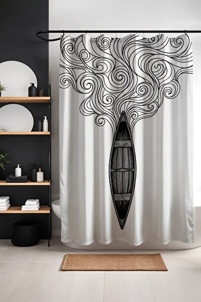 EVPANYA Perdeau de baie, Perdeau de duș cu model Dream Travel, Perdeau pentru...