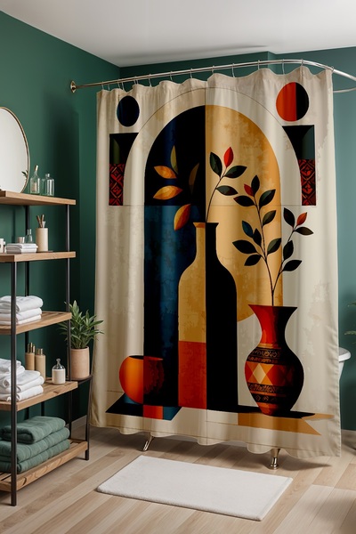 EVPANYA Bathroom Curtain, East Wind Patterned Shower Curtain, Bathtub Curtain...