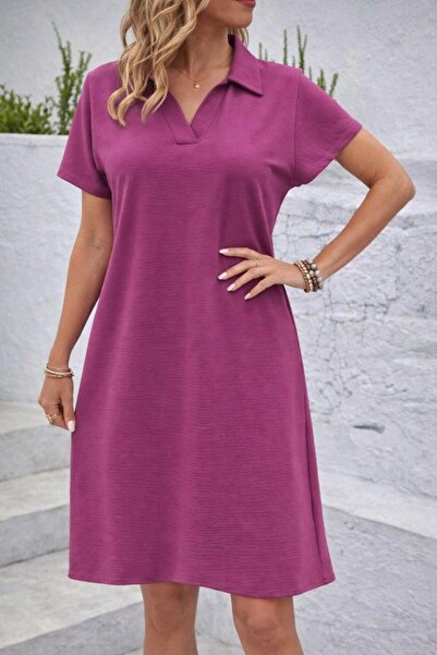 civetta Women's Short Sleeve V-Neck Aerobin Fabric Above Knee Dress