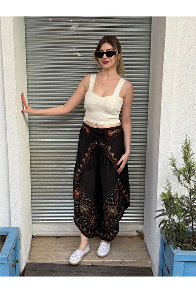 Miss Boheme Black Color Ethnic Cap Embroidered Pants