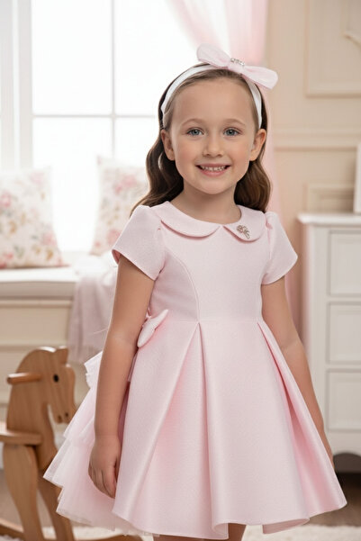 Alesayi_kids Eid dress with a headband, sizes 6 to 24 months