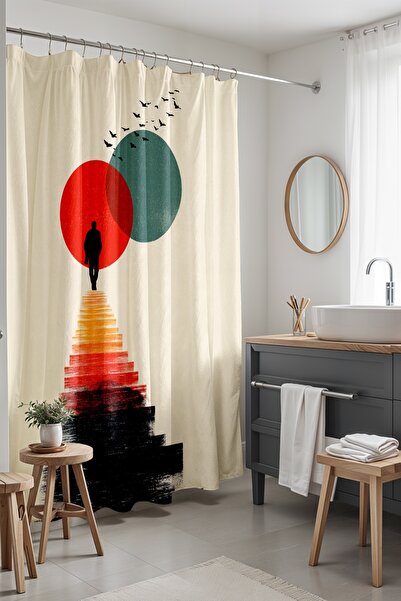 EVPANYA Bathroom Curtain, Endless Step Pattern Shower Curtain, Bathtub Curtai...