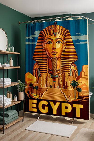 EVPANYA Perdeau de baie, perdea de duș cu model Treasure of the Pharaoh, perd...