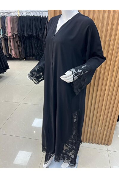 Korean A formal and elegant abaya with pleated details at the front and on th...