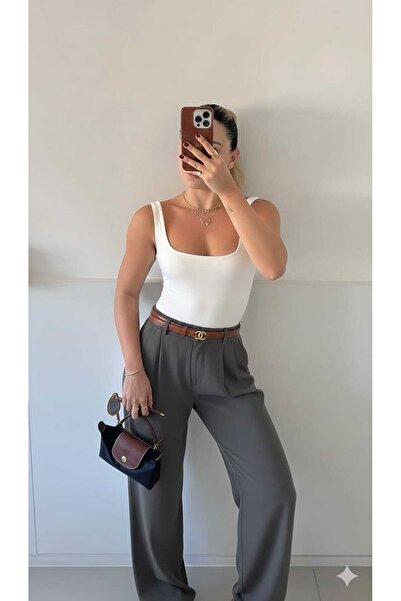 H&A İSTANBUL țesătură plisată cu buzunare antracit pentru femei talie înaltă ...